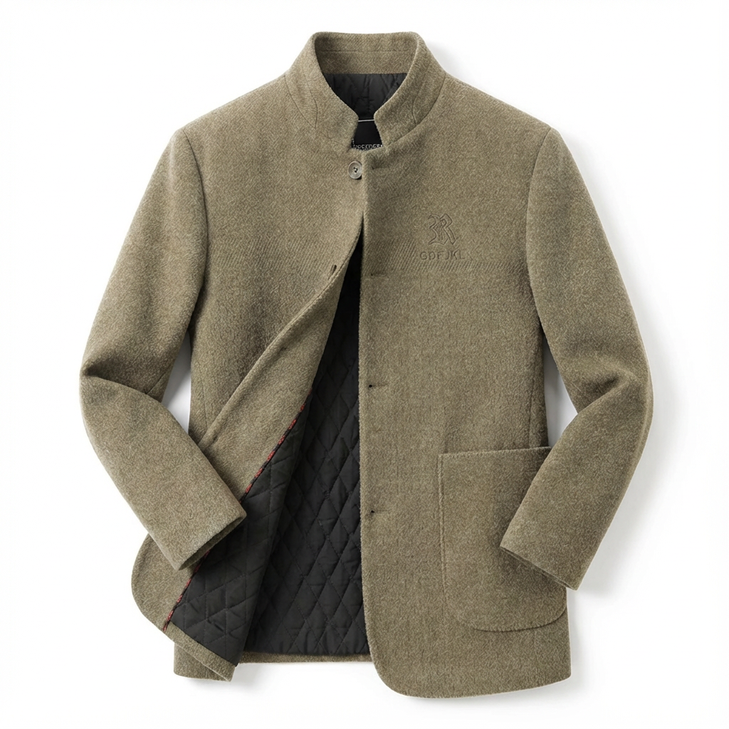 Jacket Men Stand-Up Collar Thickened Lined Casual