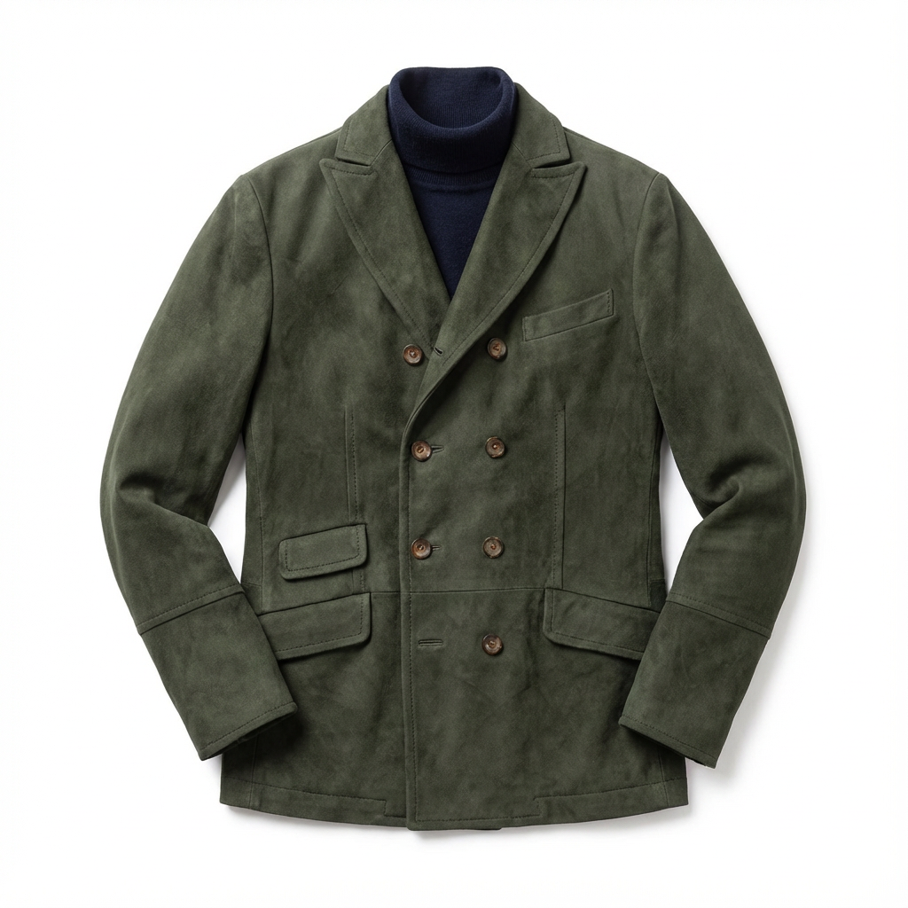 Overcoat Men Stand Collar Classic Cut Distressed Design