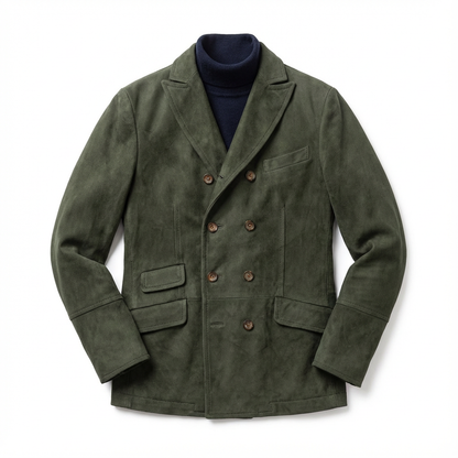 Overcoat Men Stand Collar Classic Cut Distressed Design