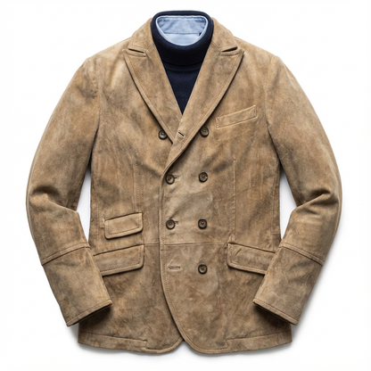 Overcoat Men Stand Collar Classic Cut Distressed Design