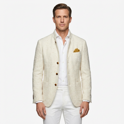 Jacket Men Stand-Up Collar Button Closure