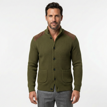 Cardigan Men Stand Collar Single-Breasted Long Sleeve