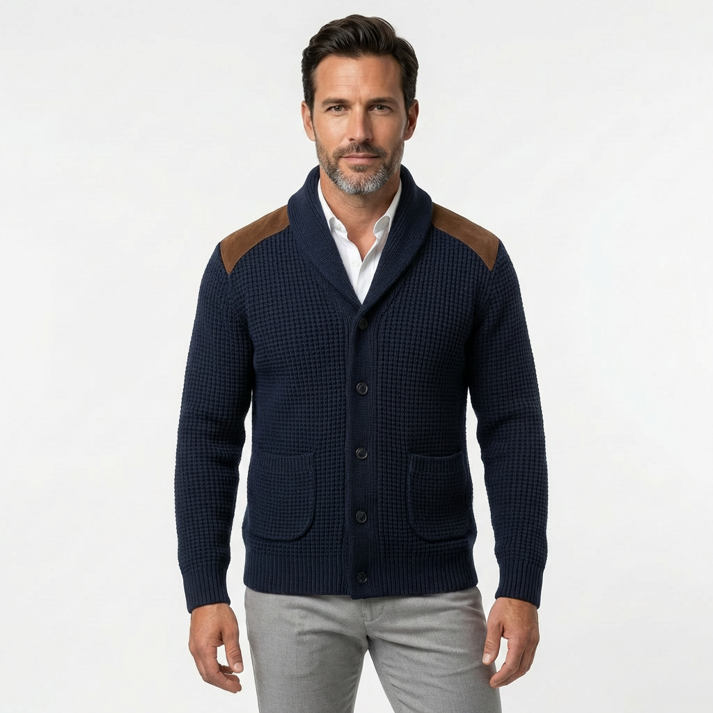 Cardigan Men Stand Collar Single-Breasted Long Sleeve