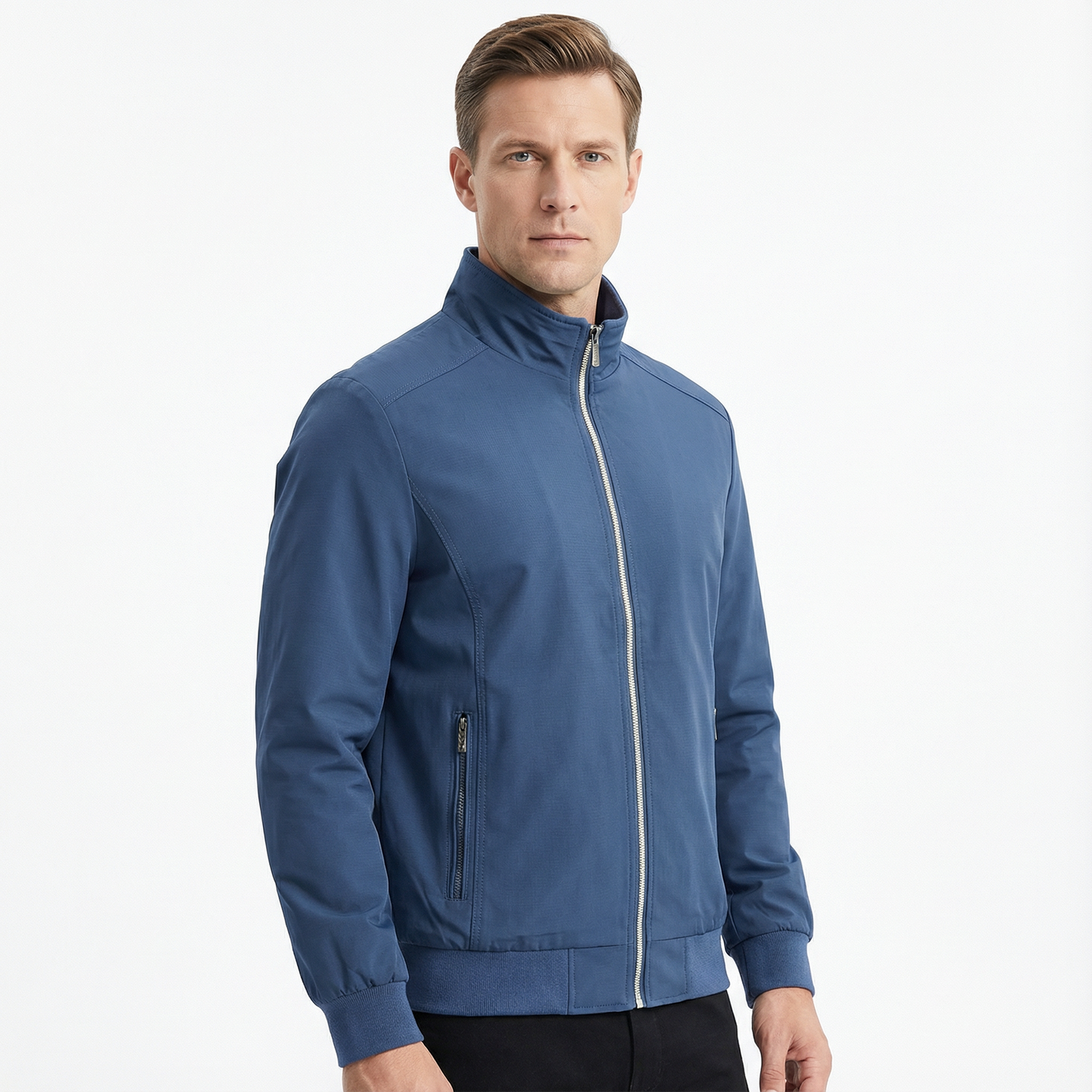 Bomber Jacket Men Slim Fit Casual Long Sleeve