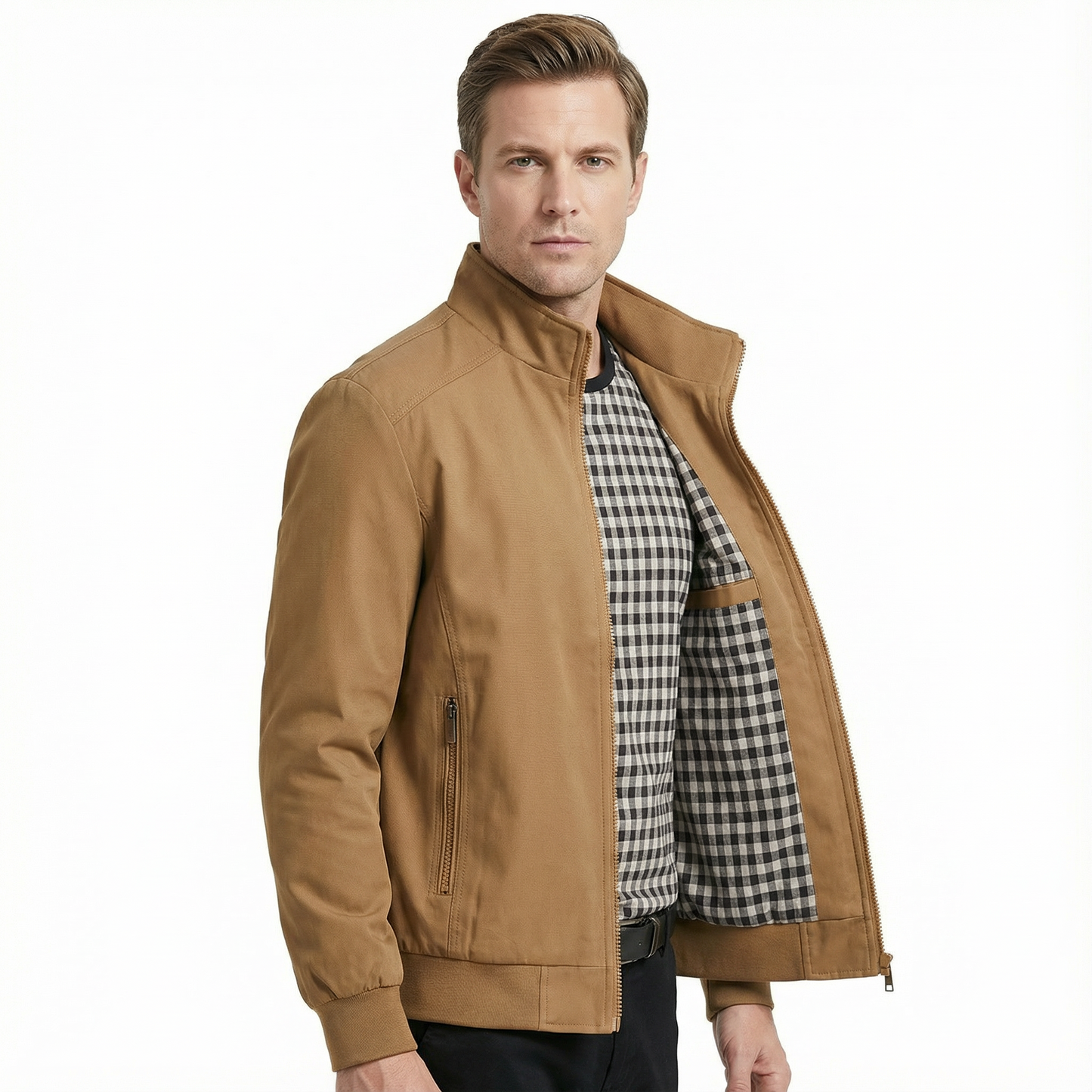 Bomber Jacket Men Slim Fit Casual Long Sleeve