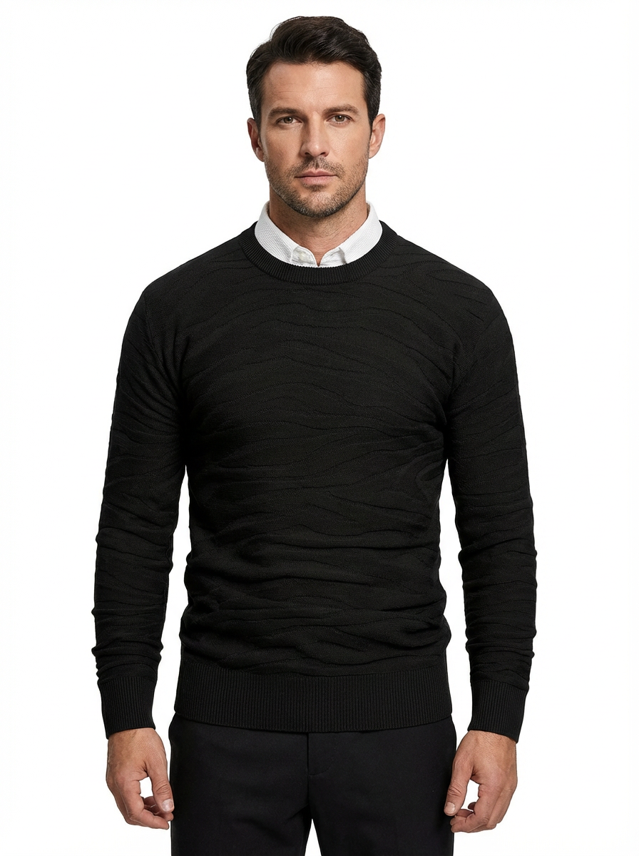 Sweater Men’s Rib-Knit Crew Neck Long Sleeve Pullover