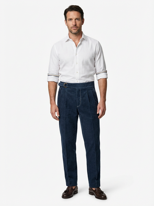 Dress Pants Men High-Waisted Straight-Leg Suit Trousers