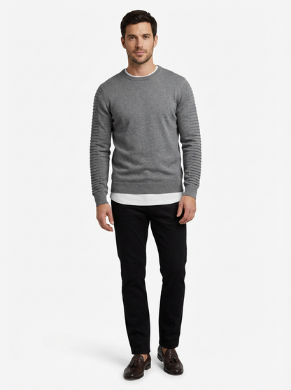 Sweater Men’s Rib-Knit Crew Neck Long Sleeve Pullover