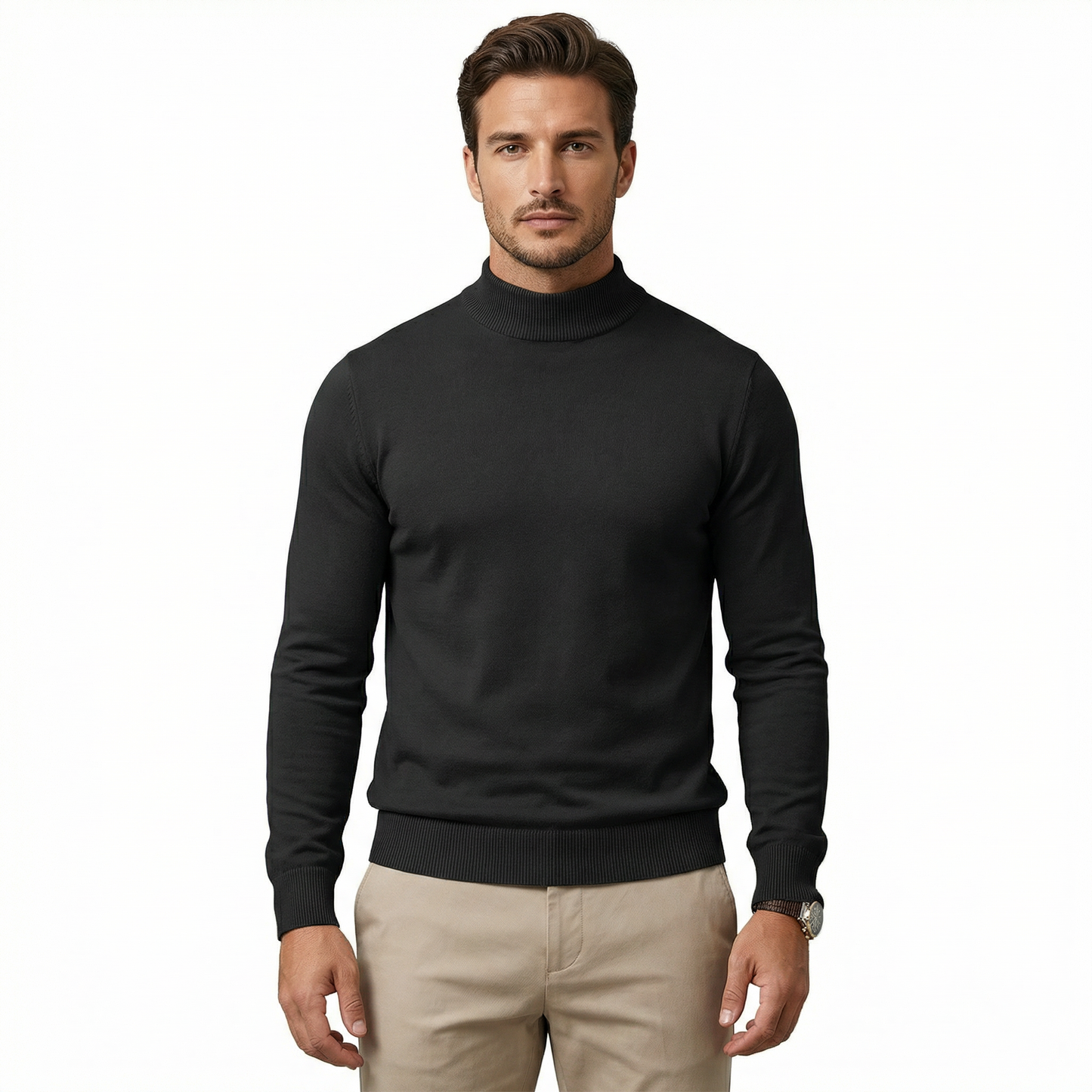 Sweater Men's Mock Neck Slim Fit