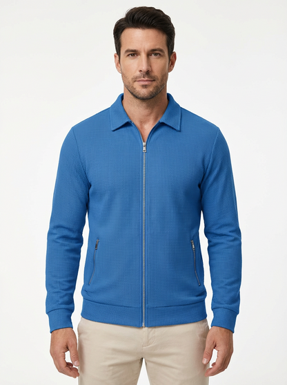 Jacket Men Lapel Collar Zipper Pockets Long Sleeve