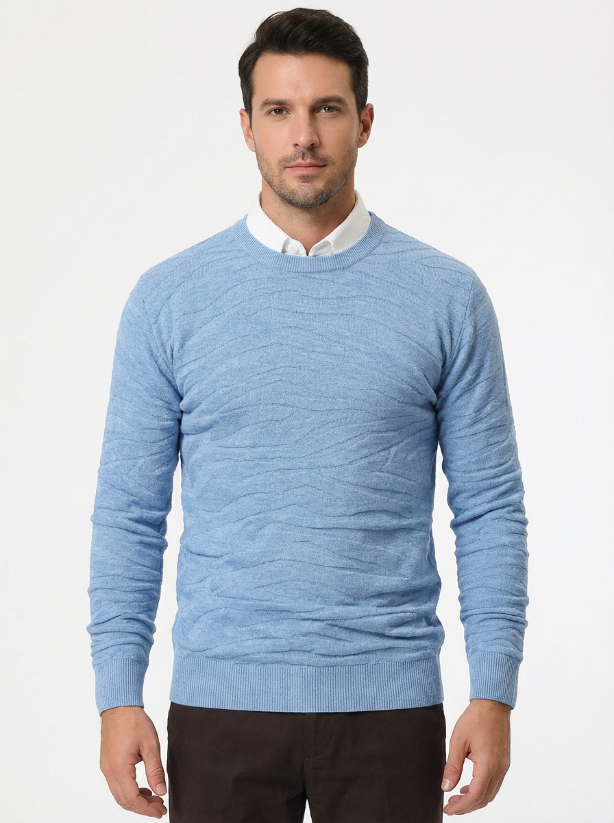 Sweater Men’s Rib-Knit Crew Neck Long Sleeve Pullover