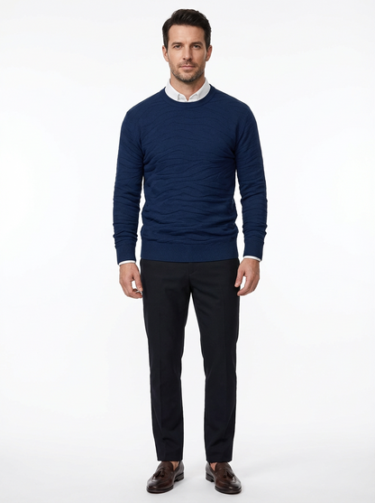 Sweater Men’s Rib-Knit Crew Neck Long Sleeve Pullover