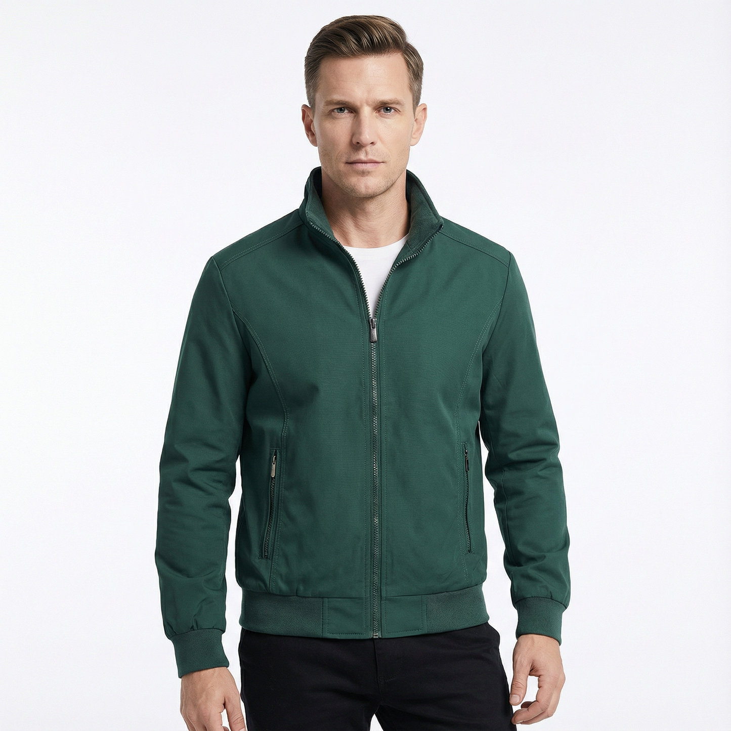 Bomber Jacket Men Slim Fit Casual Long Sleeve