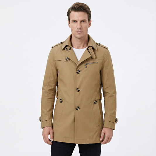 Men’s Long Sleeve Windbreaker Coat Casual Tailored Fit