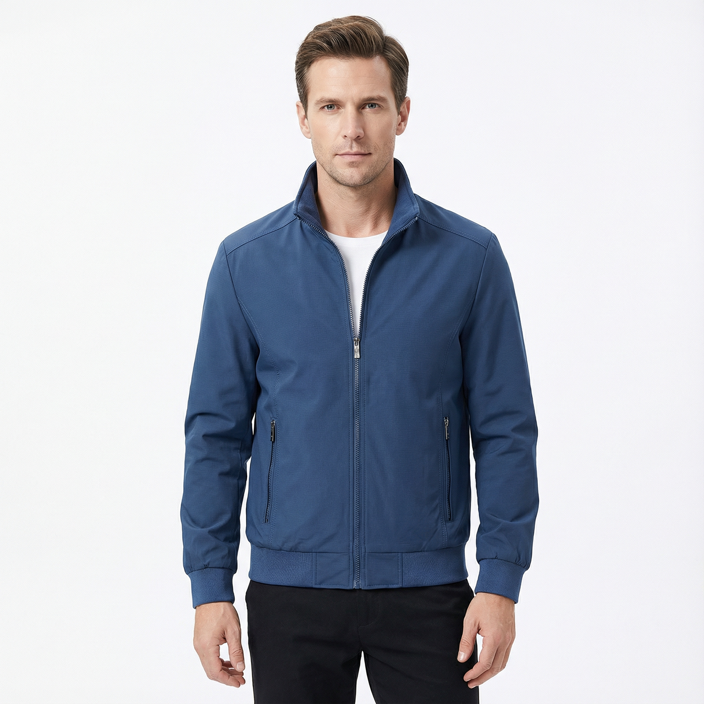 Bomber Jacket Men Slim Fit Casual Long Sleeve