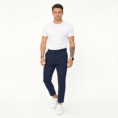 Casual Pants Men Straight Fit Double Pleat