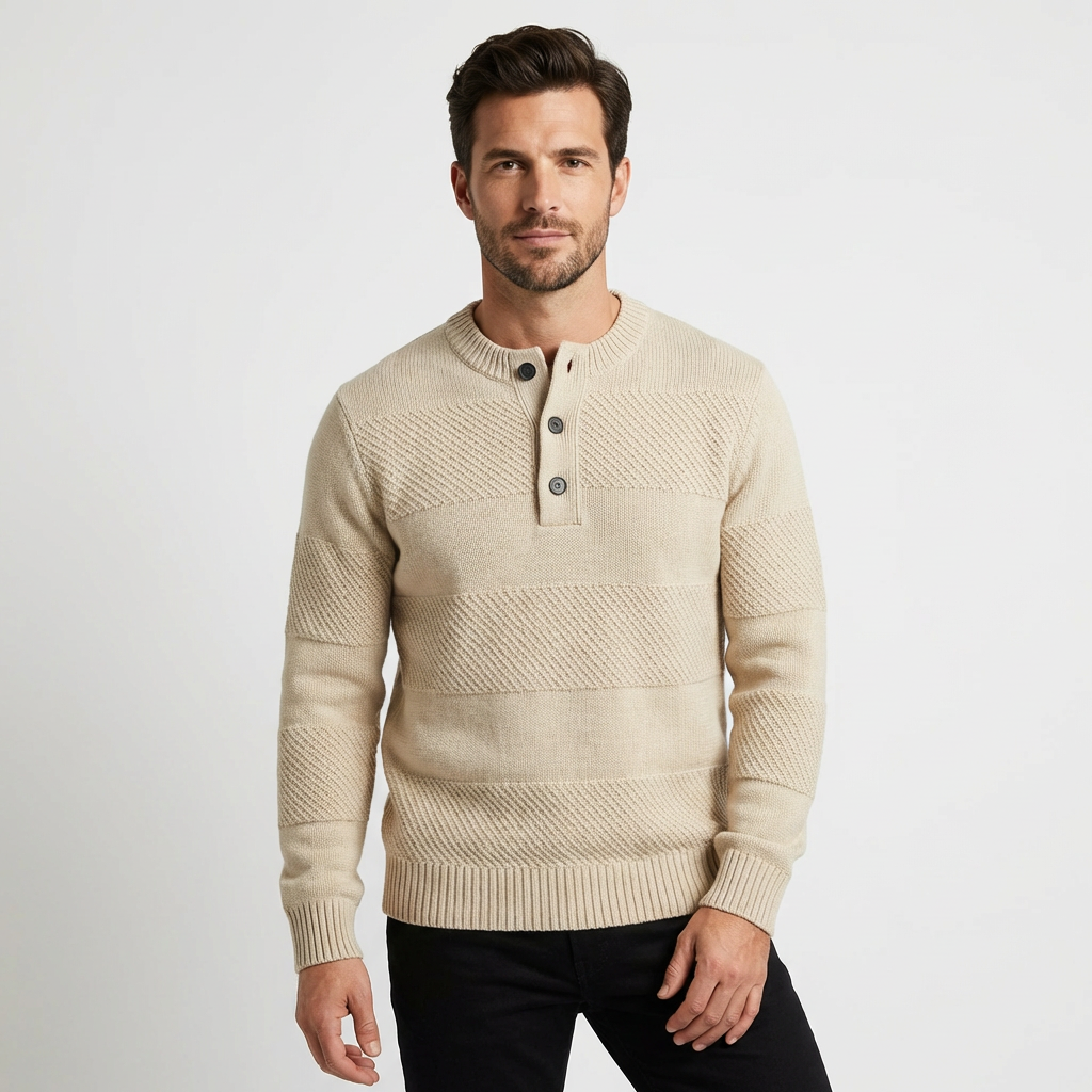 Sweater Men Striped O-Neck Loose Fit