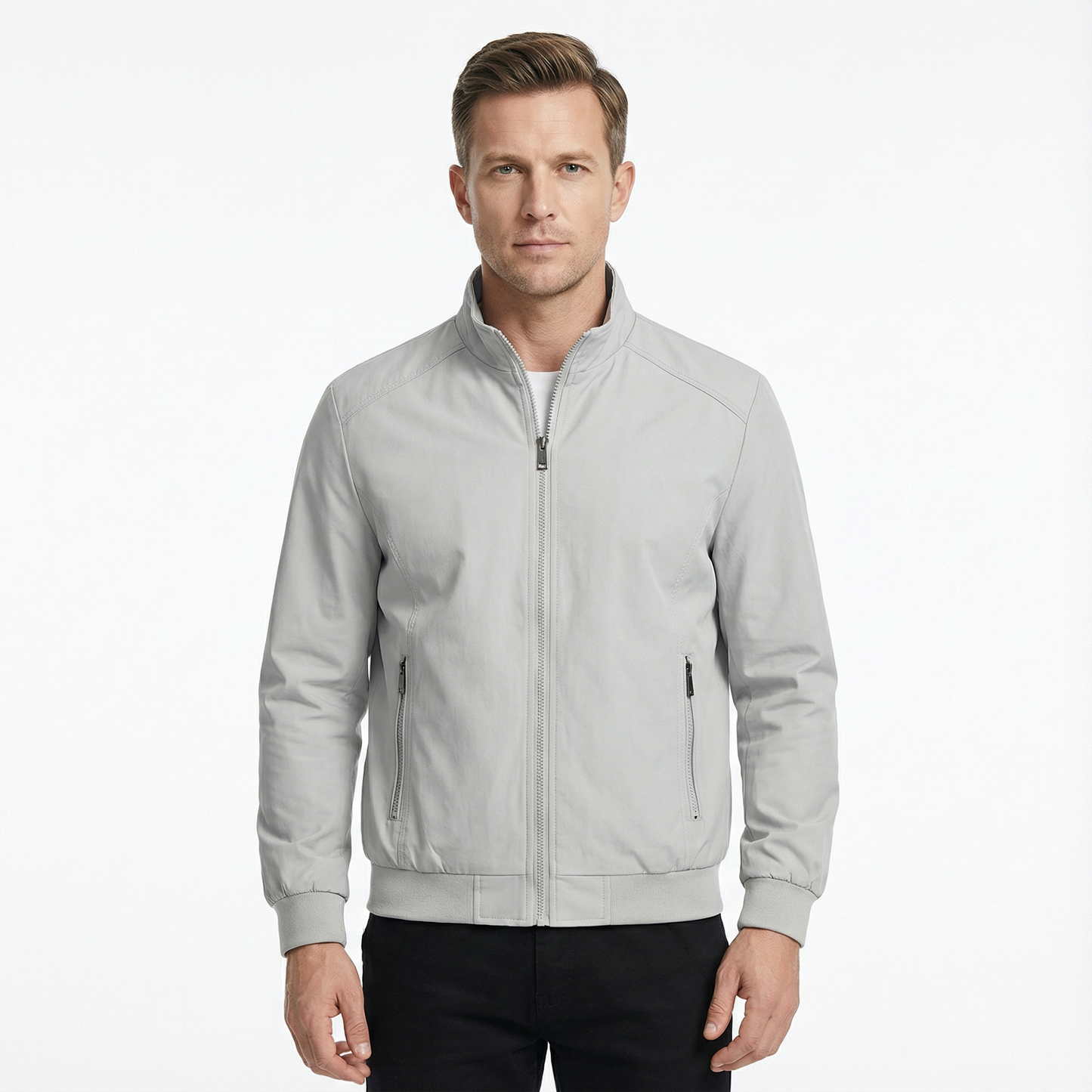 Bomber Jacket Men Slim Fit Casual Long Sleeve