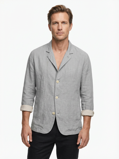 Vest Jacket Men Long Sleeve Loose Fit Open Front