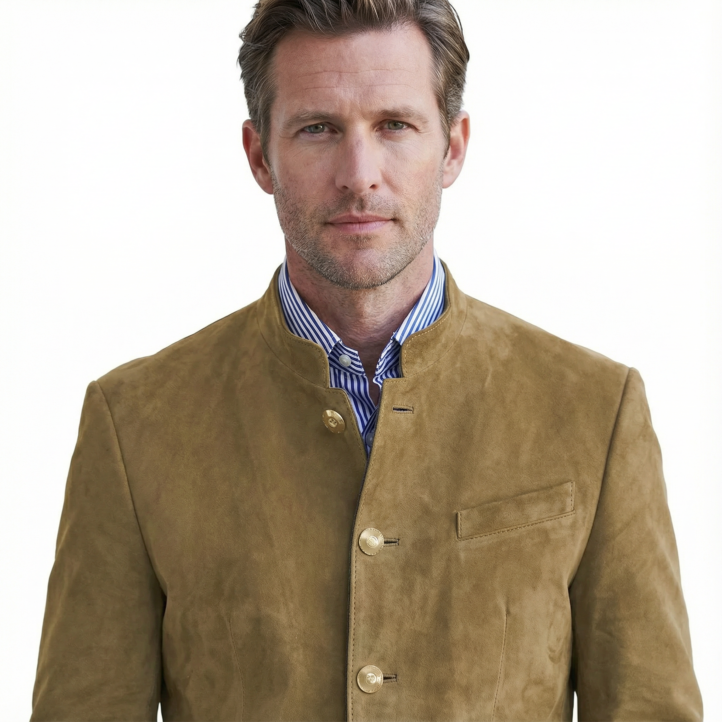 Blazer Jacket Men Stand Collar Casual Daily