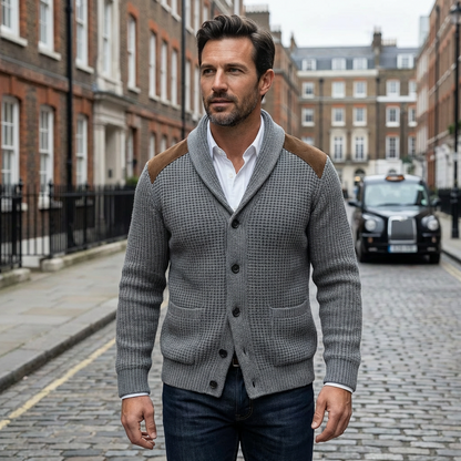 Cardigan Men Stand Collar Single-Breasted Long Sleeve