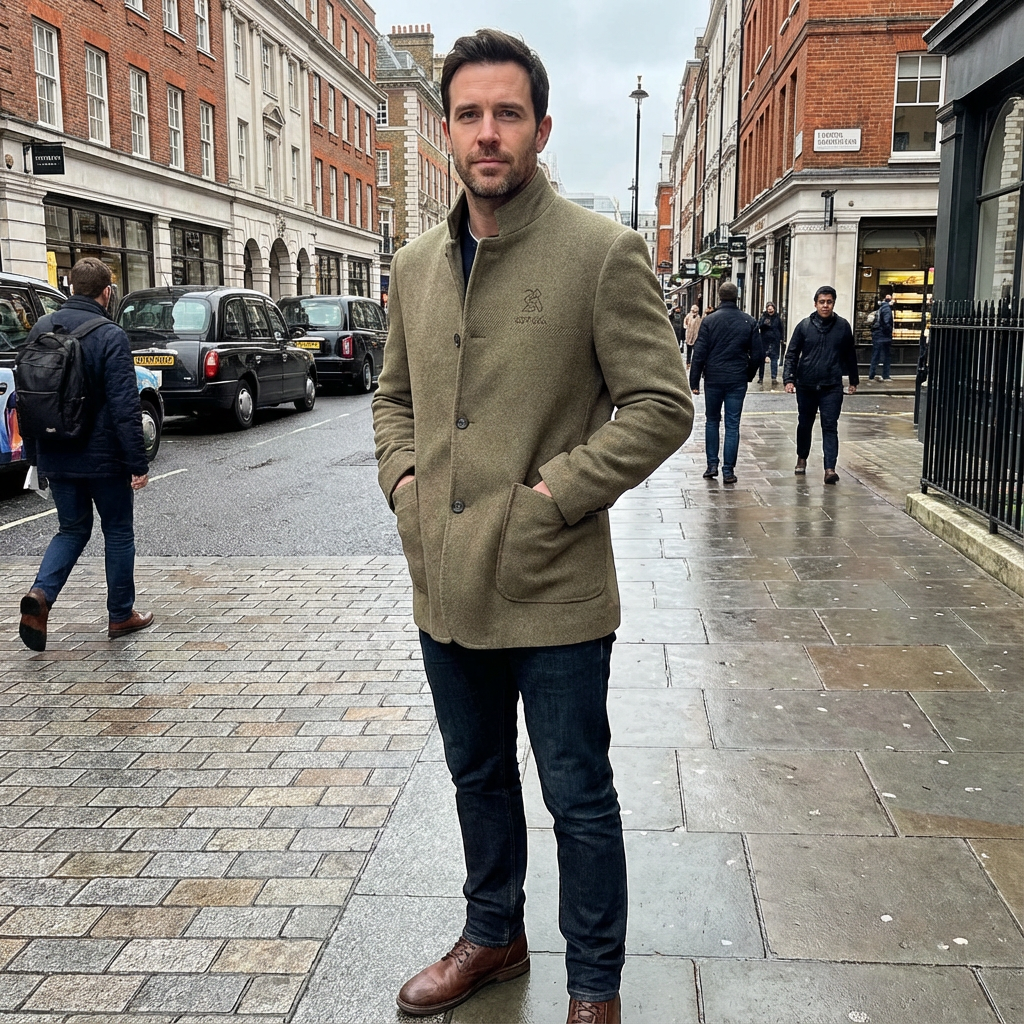 Jacket Men Stand-Up Collar Thickened Lined Casual