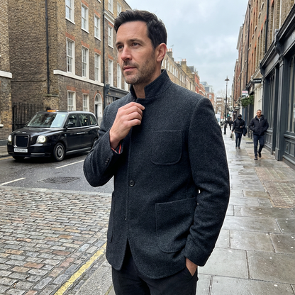 Jacket Men Stand-Up Collar Thickened Lined Casual