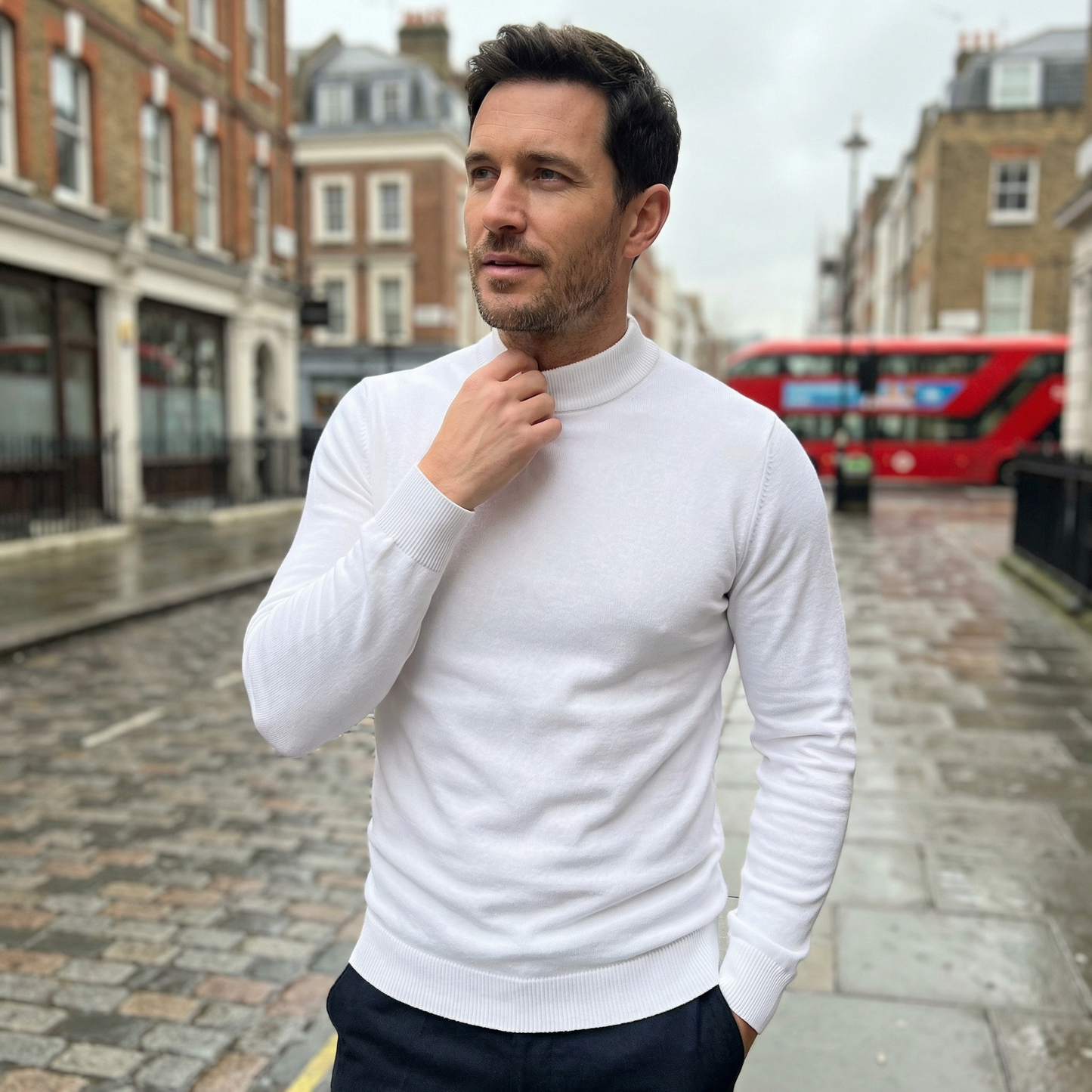 Sweater Men's Mock Neck Slim Fit