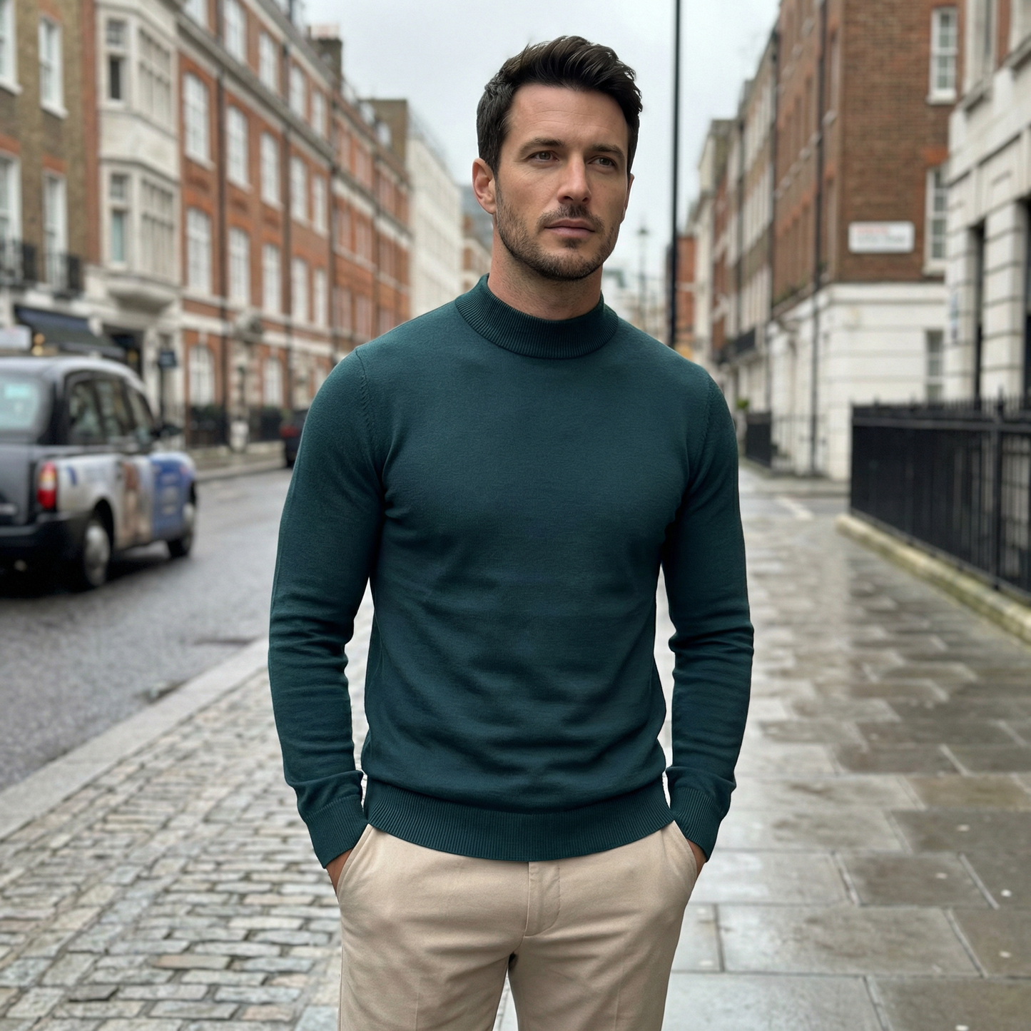 Sweater Men's Mock Neck Slim Fit