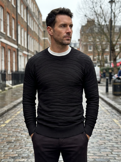 Sweater Men’s Rib-Knit Crew Neck Long Sleeve Pullover