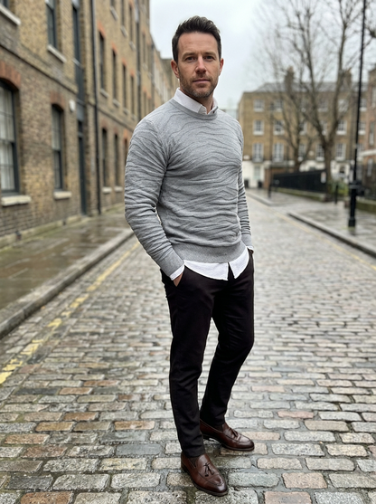 Sweater Men’s Rib-Knit Crew Neck Long Sleeve Pullover