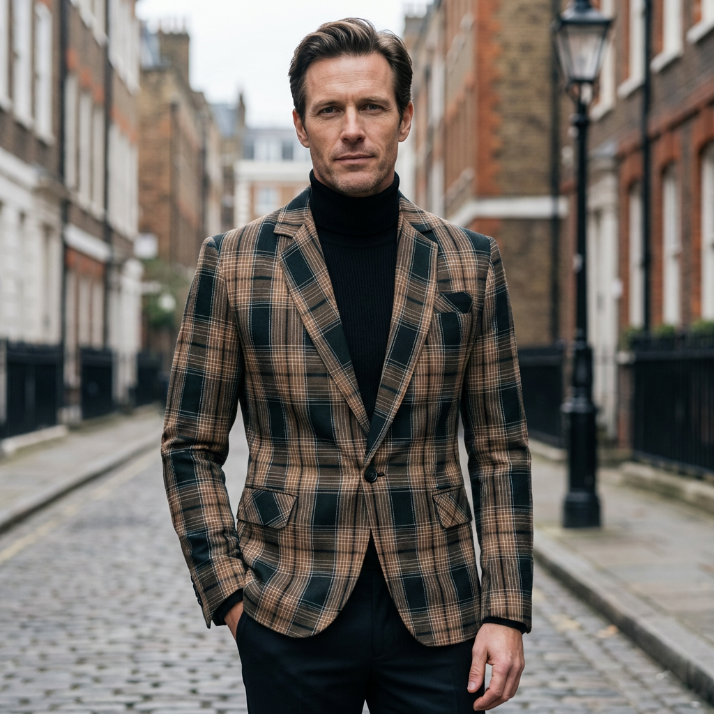 Blazer Men Notched Lapel One Button Long Sleeve