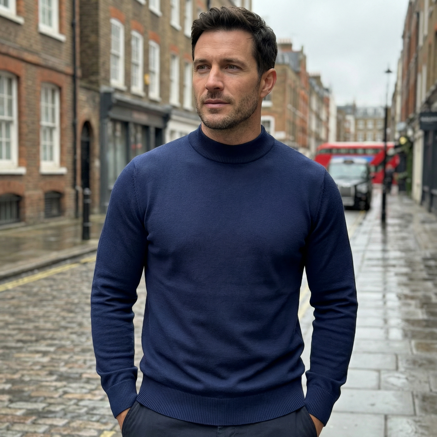 Sweater Men's Mock Neck Slim Fit