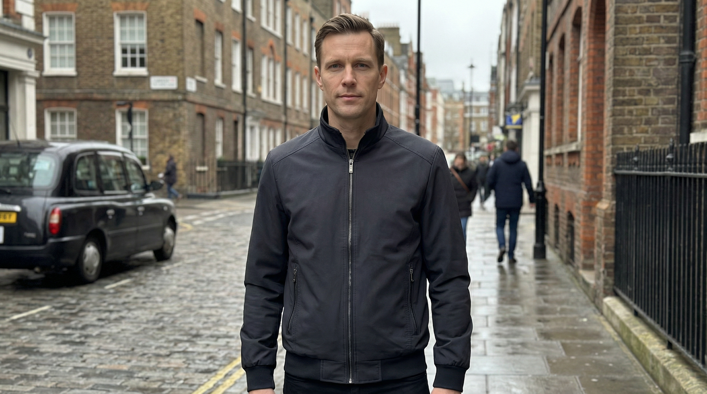 Bomber Jacket Men Slim Fit Casual Long Sleeve