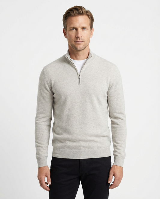 Sweatshirt Men Half-Zip V-Neck Slim Fit Long Sleeve