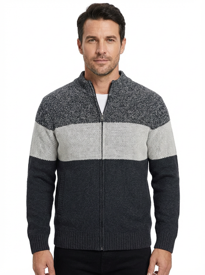 Sweater Jacket Men Stand-Up Collar Zipper Closure