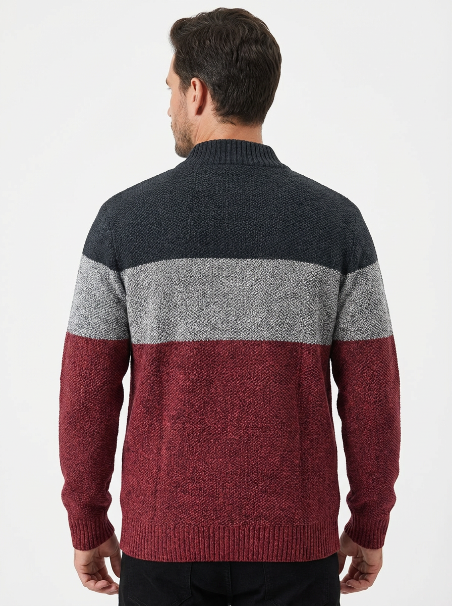 Sweater Jacket Men Stand-Up Collar Zipper Closure