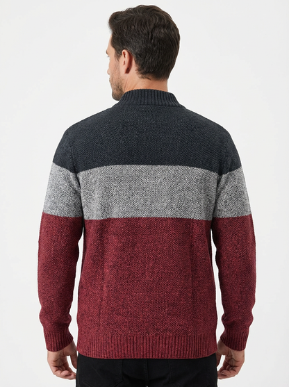 Sweater Jacket Men Stand-Up Collar Zipper Closure