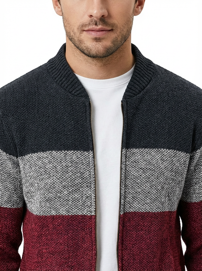 Sweater Jacket Men Stand-Up Collar Zipper Closure