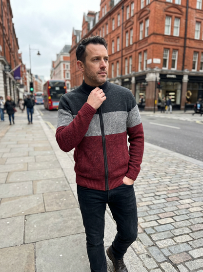 Sweater Jacket Men Stand-Up Collar Zipper Closure