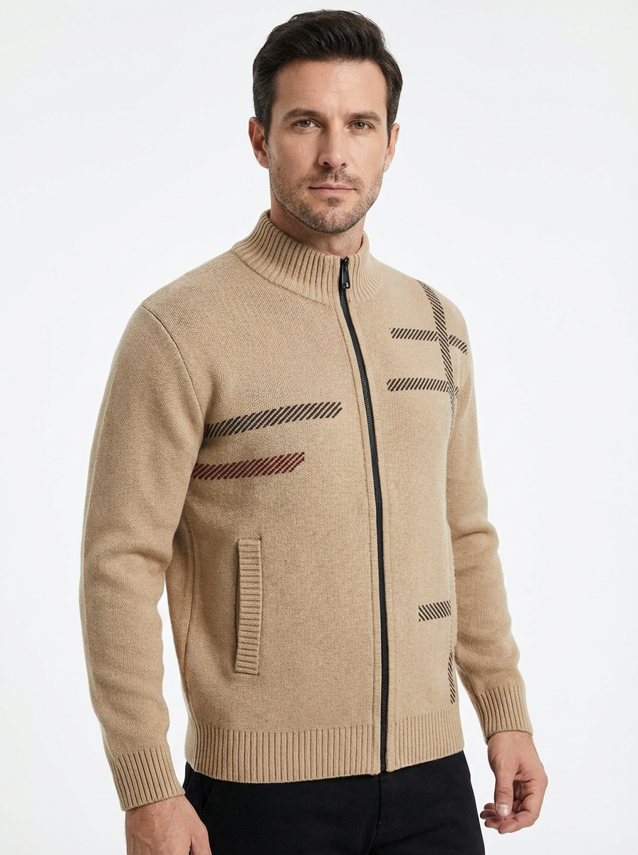 Cardigan Jacket Men Stand Neck Casual Fit