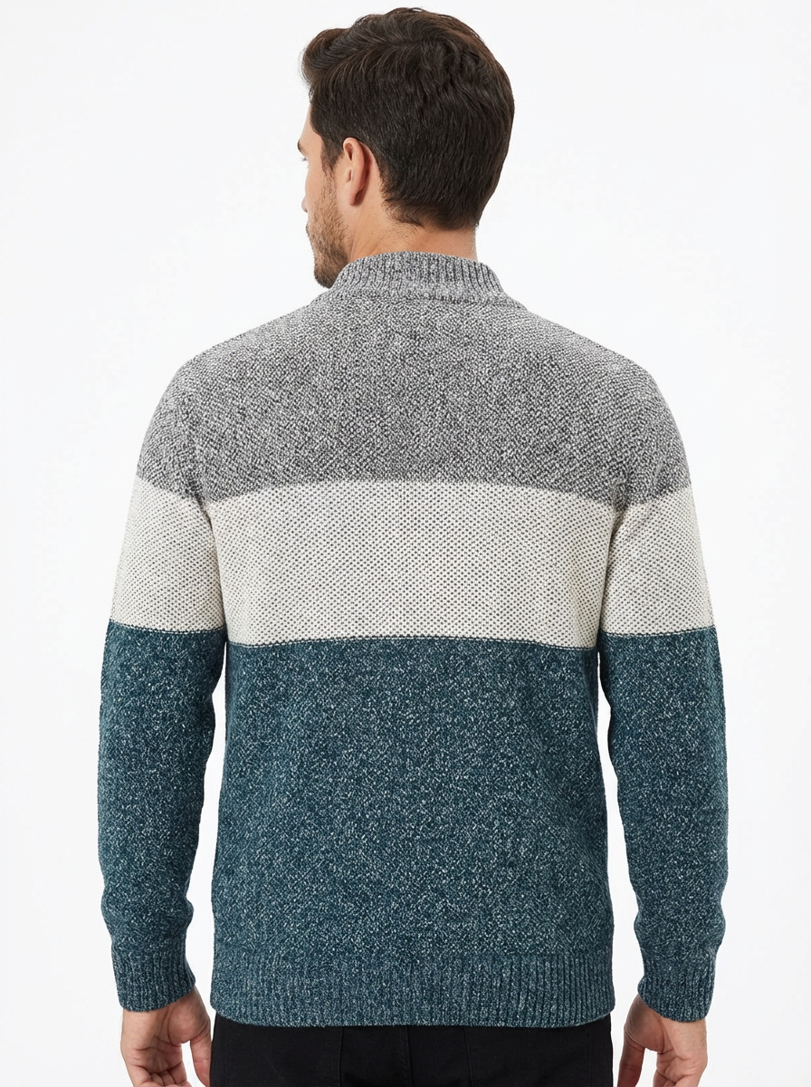 Sweater Jacket Men Stand-Up Collar Zipper Closure