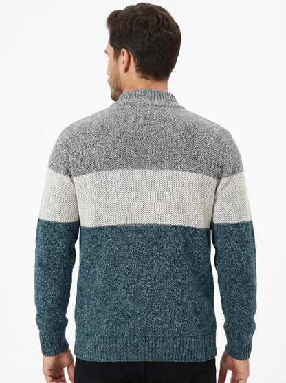 Sweater Jacket Men Stand-Up Collar Zipper Closure