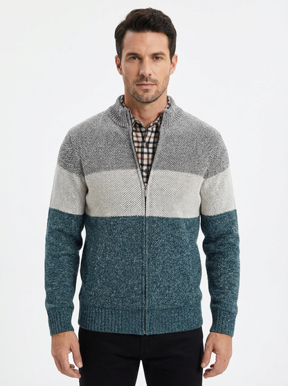 Sweater Jacket Men Stand-Up Collar Zipper Closure
