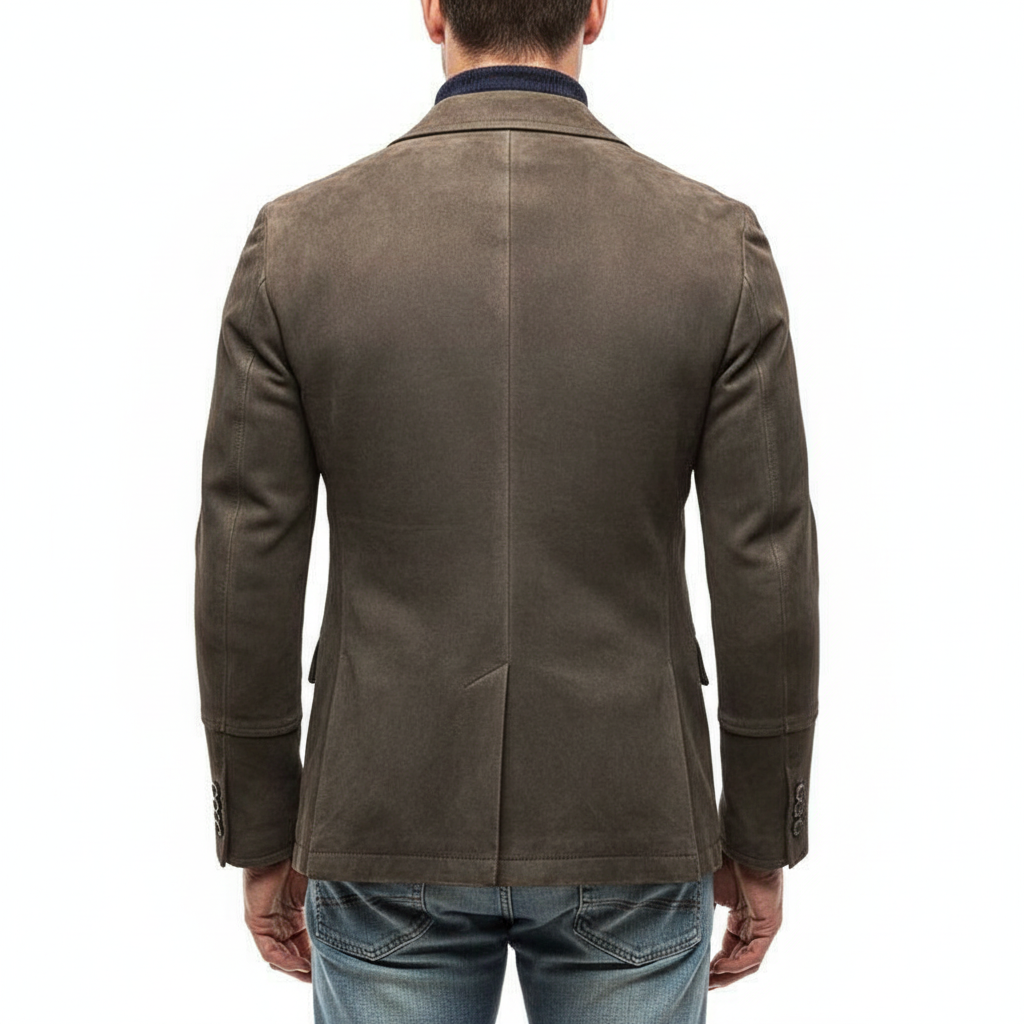 Overcoat Men Stand Collar Classic Cut Distressed Design