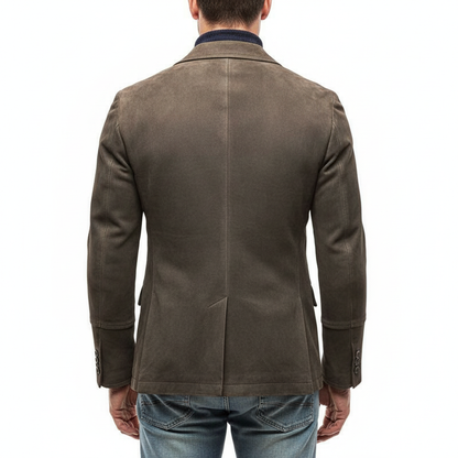 Overcoat Men Stand Collar Classic Cut Distressed Design