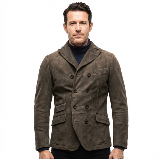 Overcoat Men Stand Collar Classic Cut Distressed Design