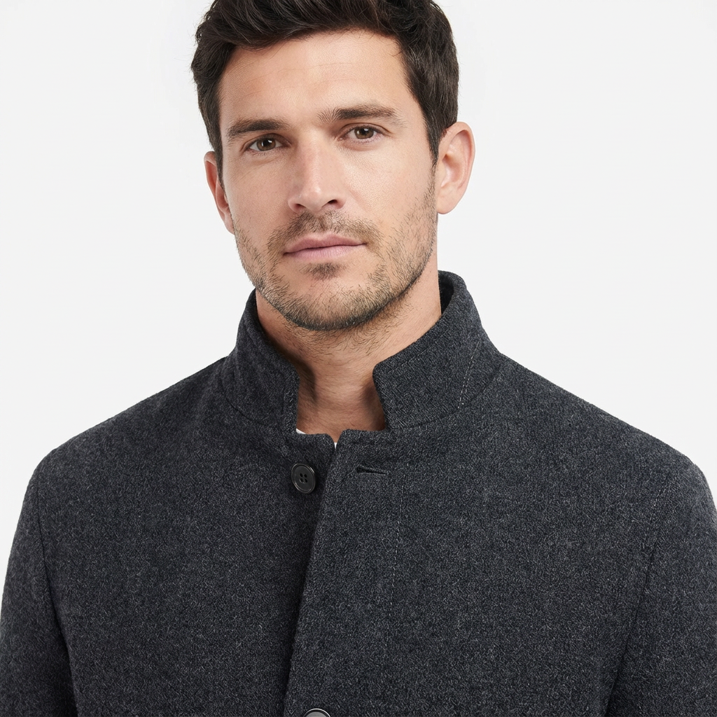 Jacket Men Stand-Up Collar Thickened Lined Casual