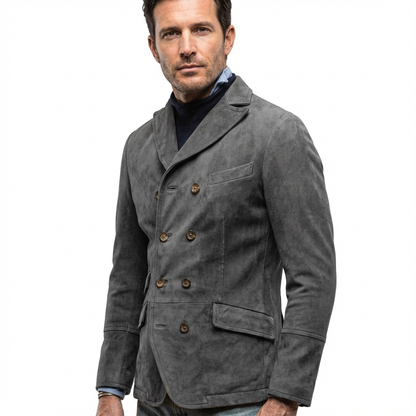 Overcoat Men Stand Collar Classic Cut Distressed Design