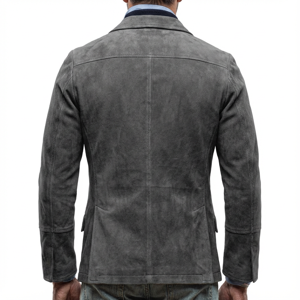 Overcoat Men Stand Collar Classic Cut Distressed Design